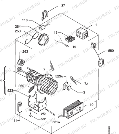 Взрыв-схема комплектующей Privileg 0308833 - Схема узла Electrical equipment 268